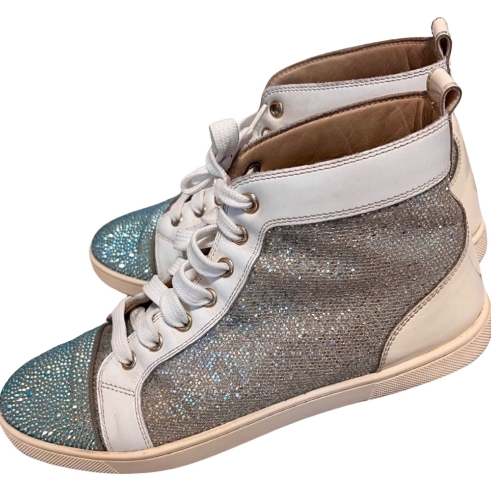 Christian louboutin sneakers bib bib strass sparkle  blue Swarovski sneakers